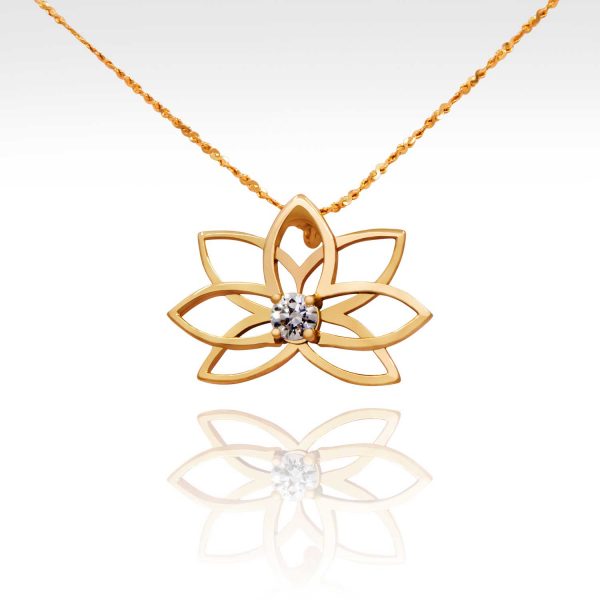 Lotus Flower gold necklace
