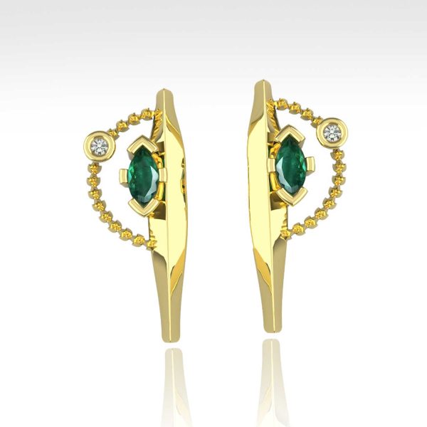 Marquise Emerald Diamond Earrings