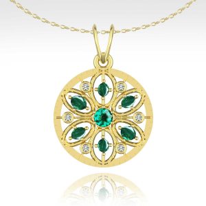 Emerald Diamond Dream Medallion Necklace