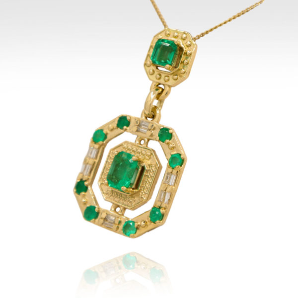Emerald Diamond Octagon Necklace